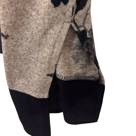 Westport Gray & Navy Floral Tunic Top with Asymmetrical Hem - Picture 5 of 10